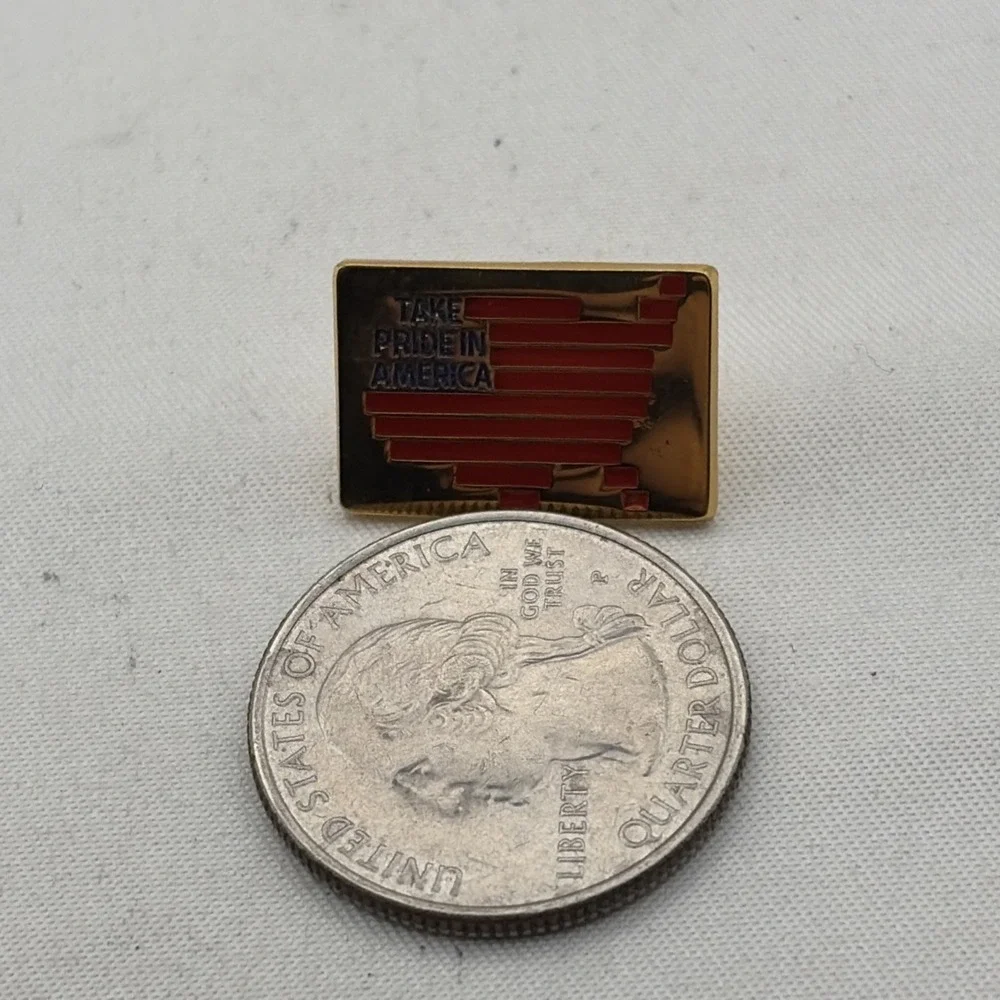 Take Pride In America 24K Gold Filled Lapel Hat Pin Bastian USA Patriotic Pin